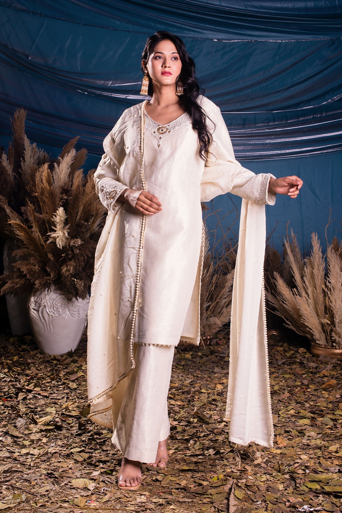 Ivory Kasab Silk Suit