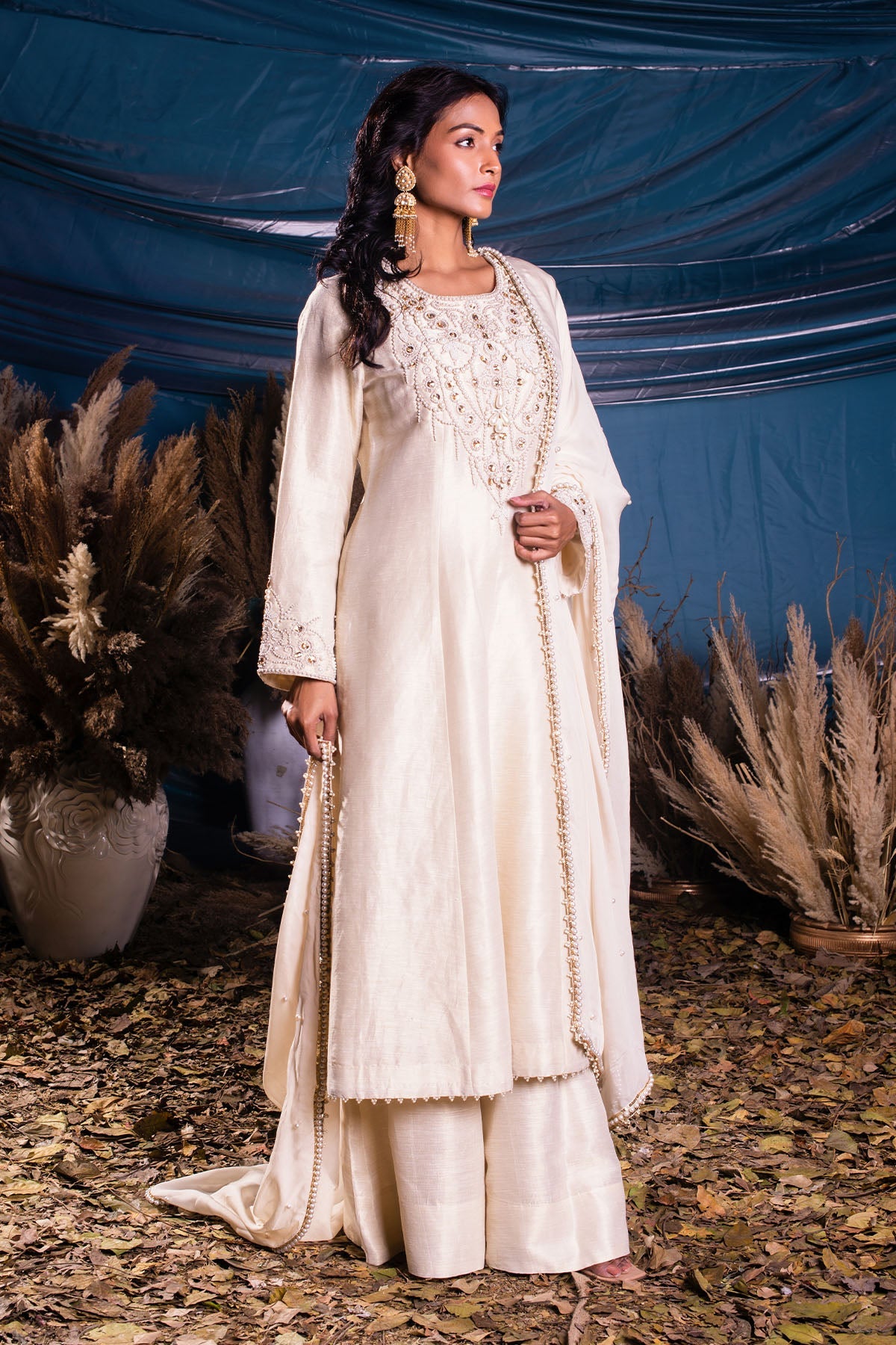 Ivory Kasab Silk Suit