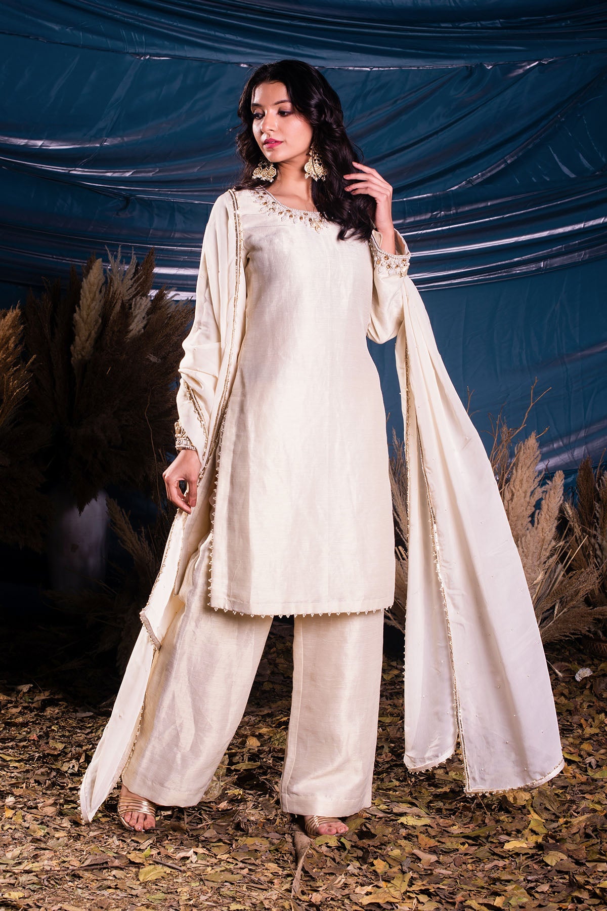 Ivory Kasab Silk Suit