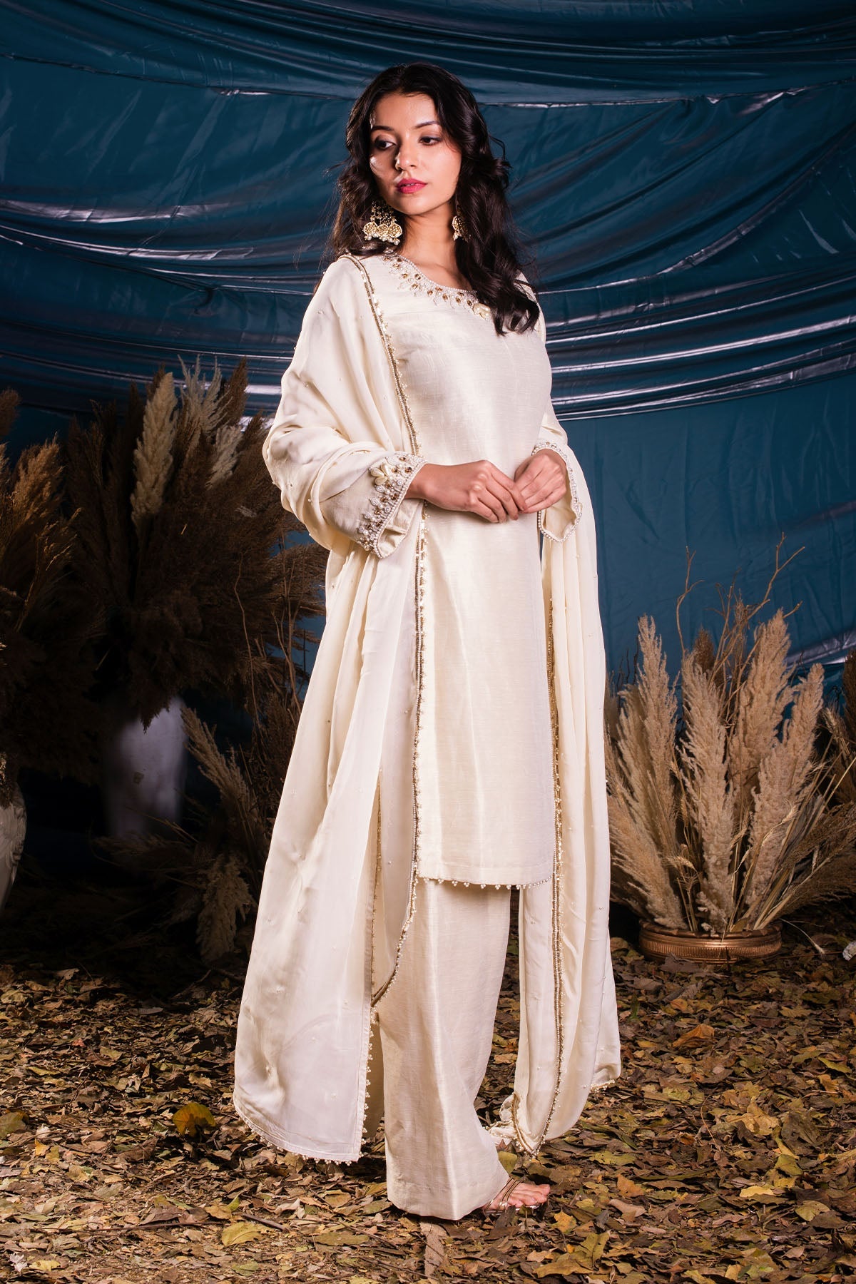 Ivory Kasab Silk Suit