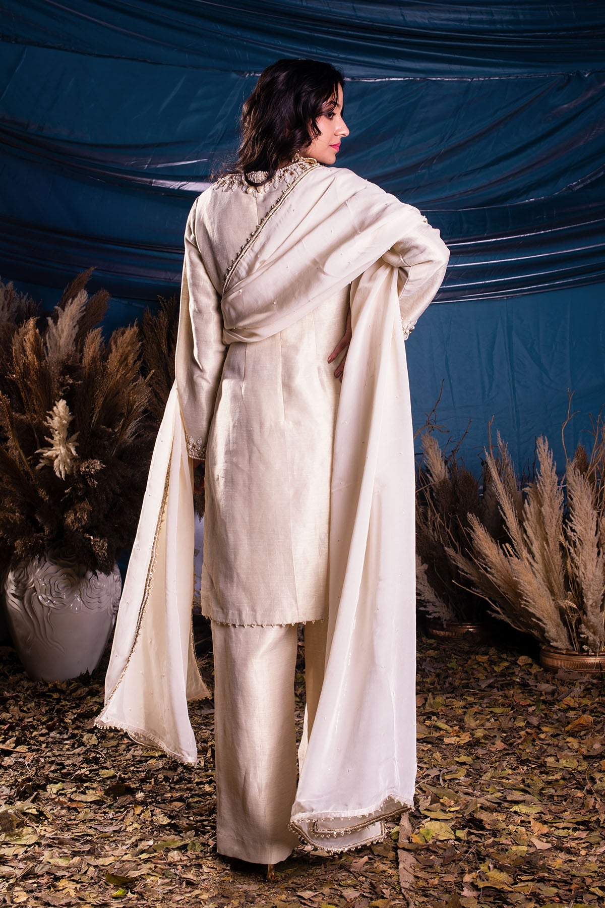 Ivory Kasab Silk Suit