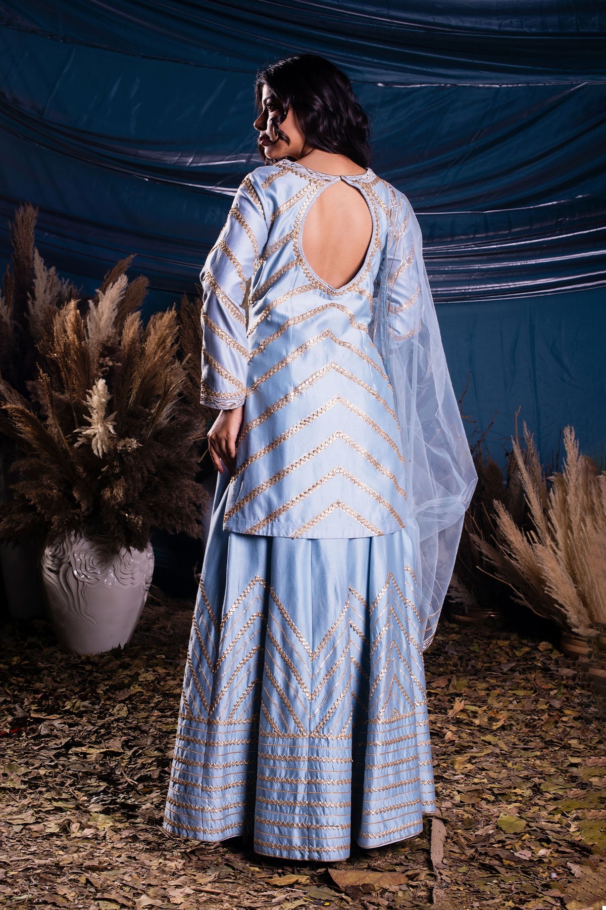 Powder Blue Kurti And Sharara