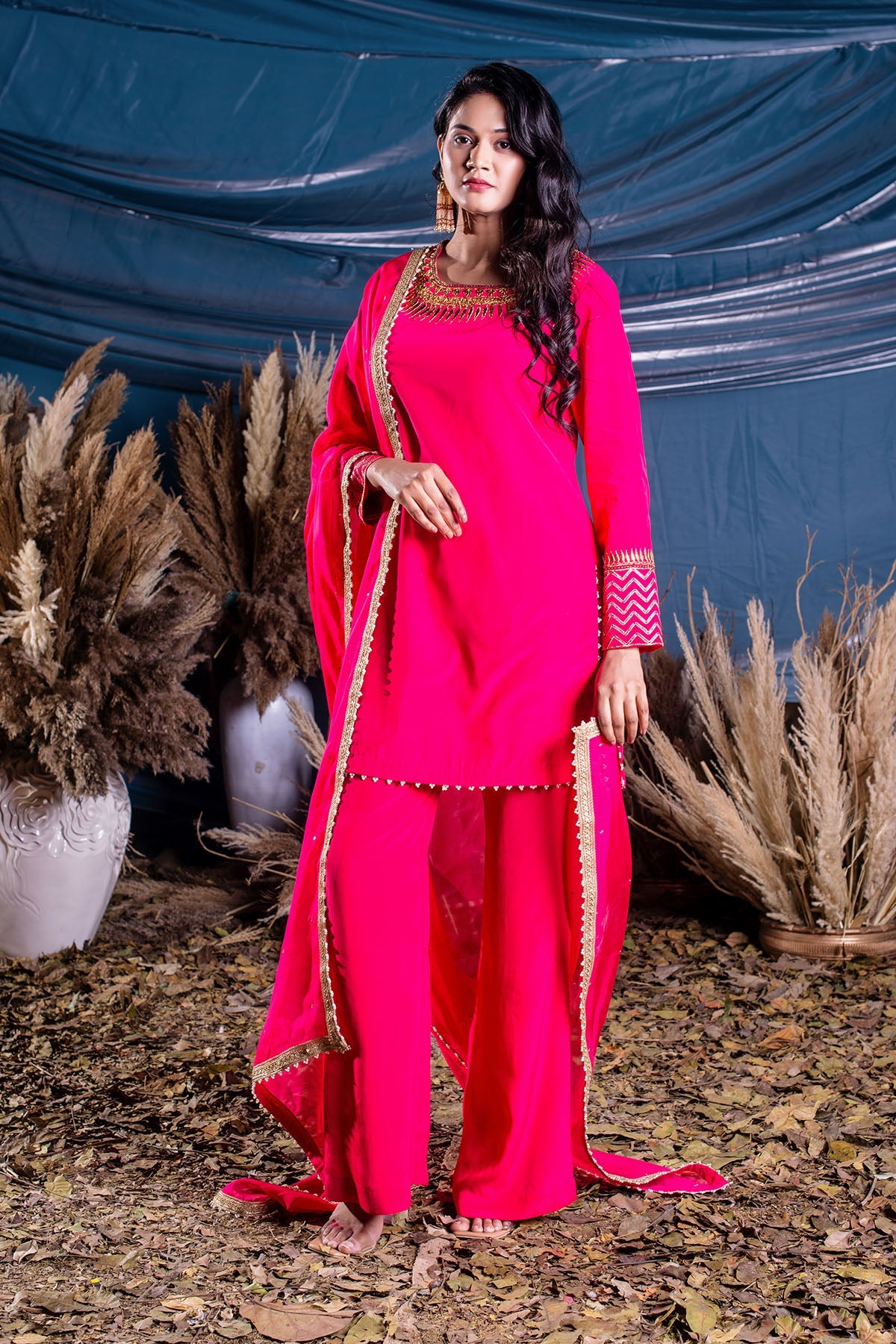 Magenta Long A-line Suit