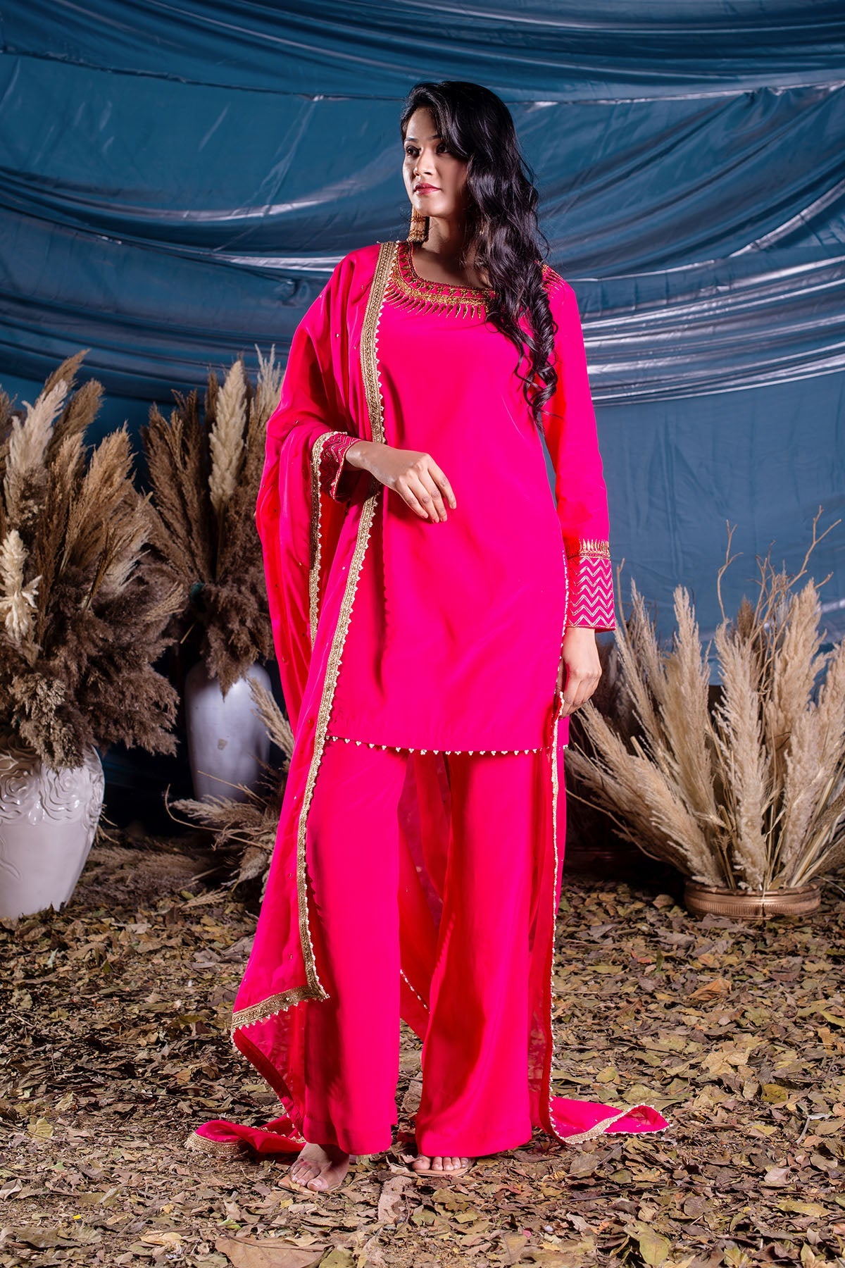 Magenta Long A-line Suit