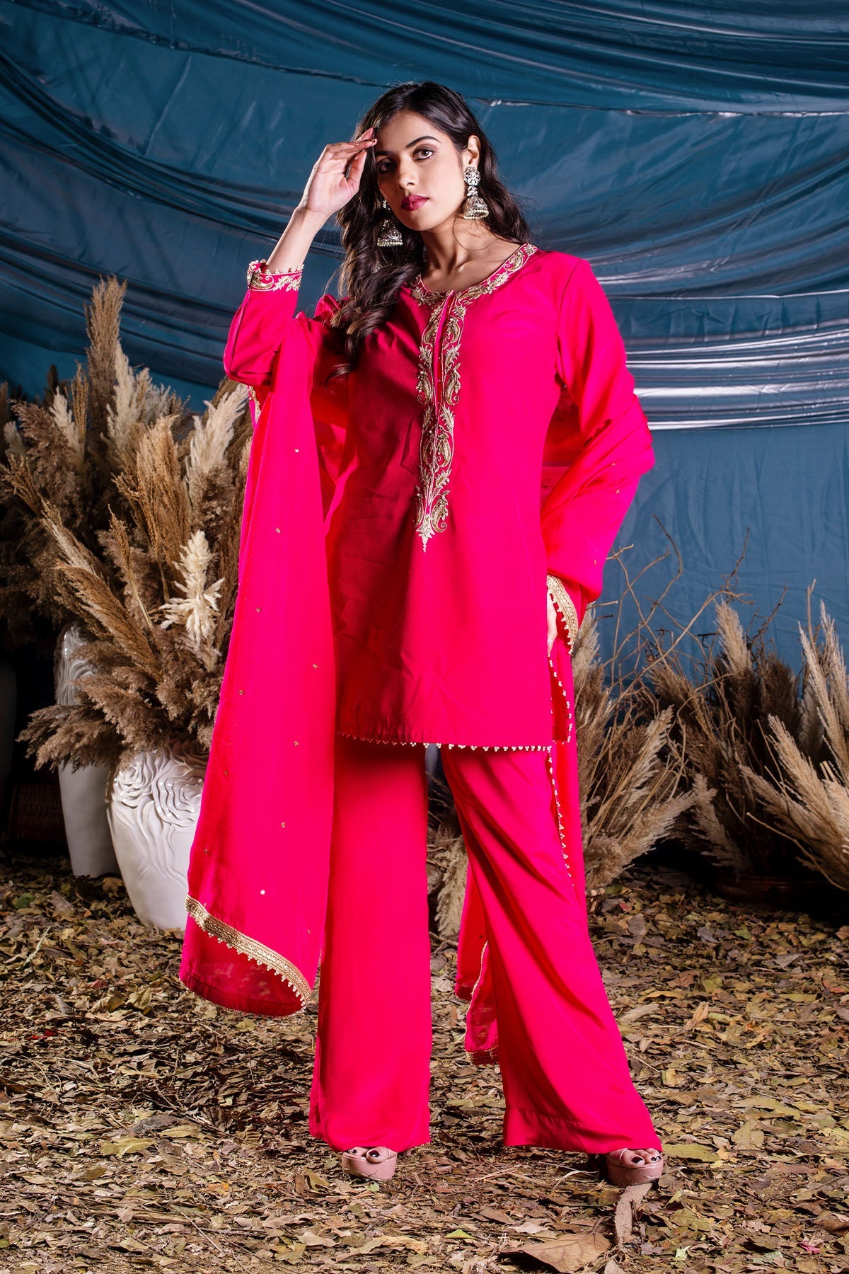 Magenta Long A-line Suit