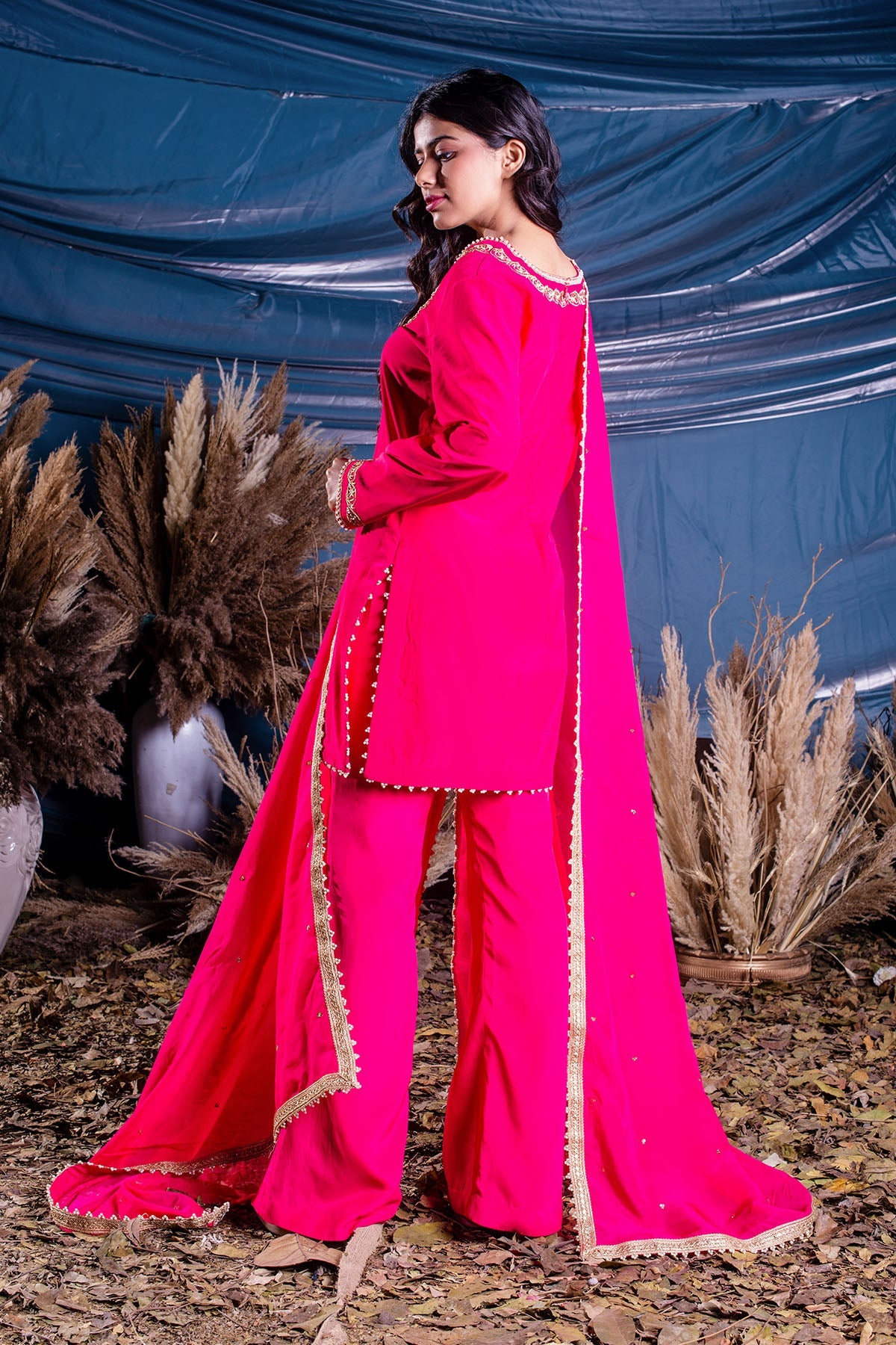 Magenta Long A-line Suit