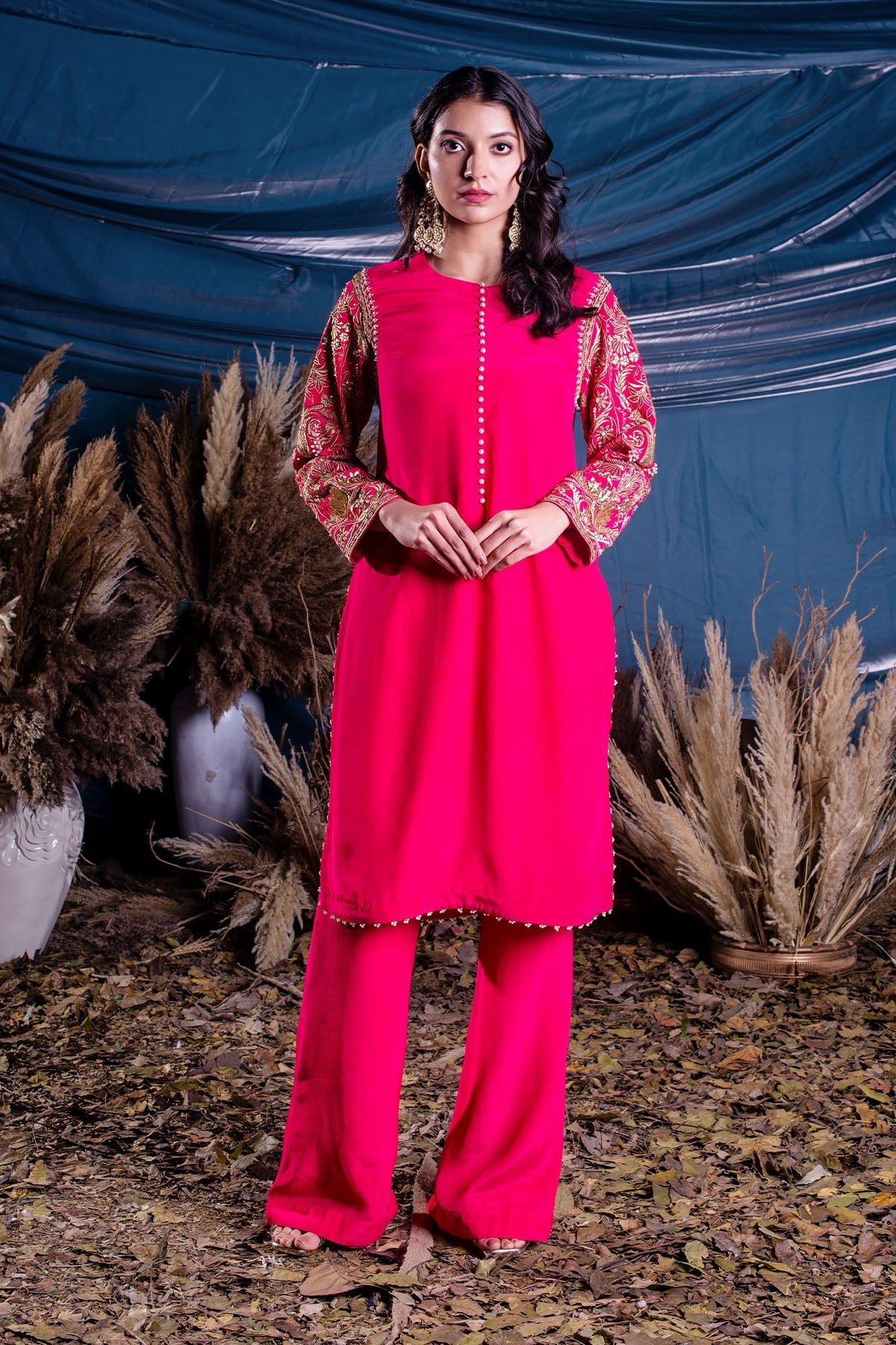 Magenta Long A-line Suit