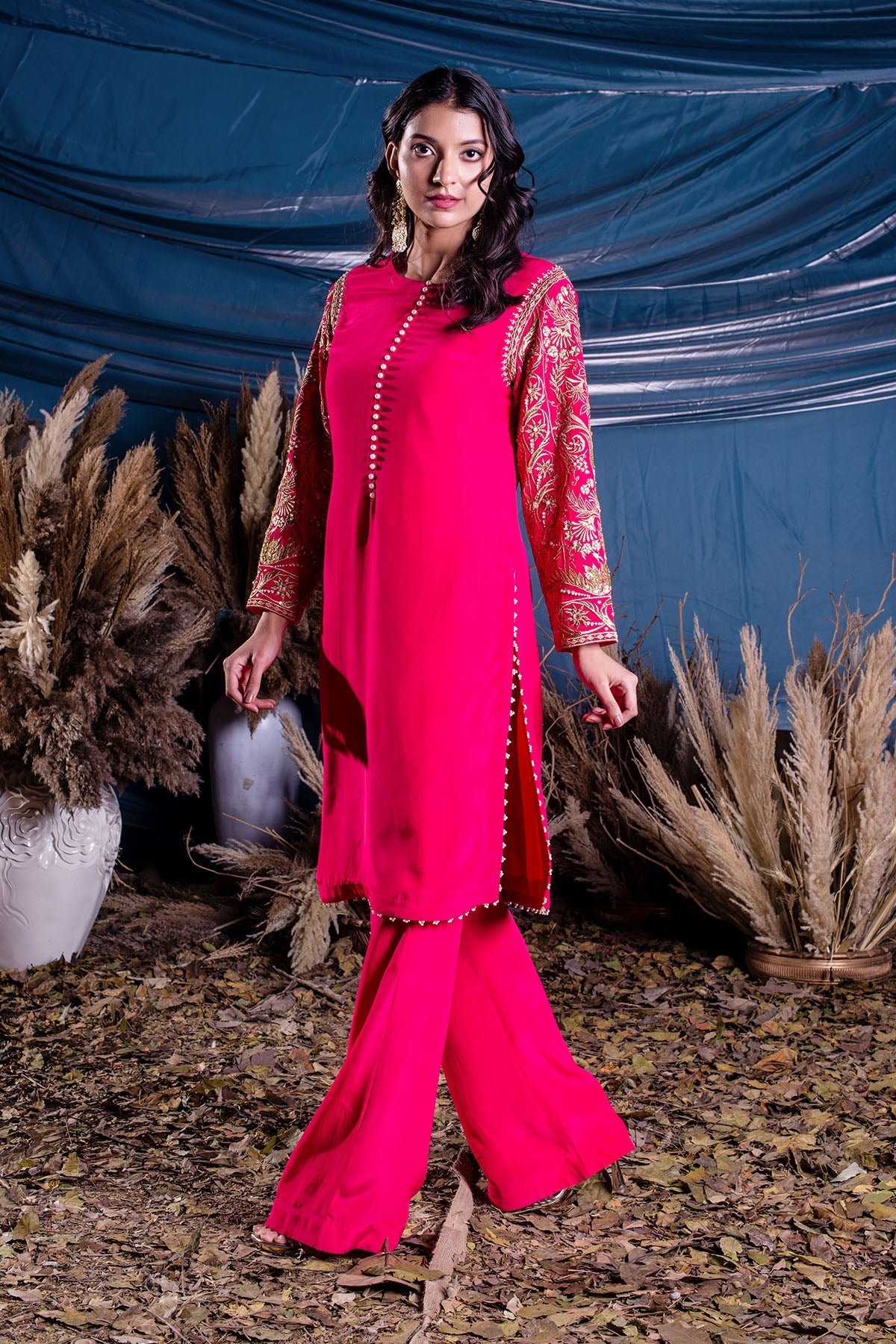 Magenta Long A-line Suit