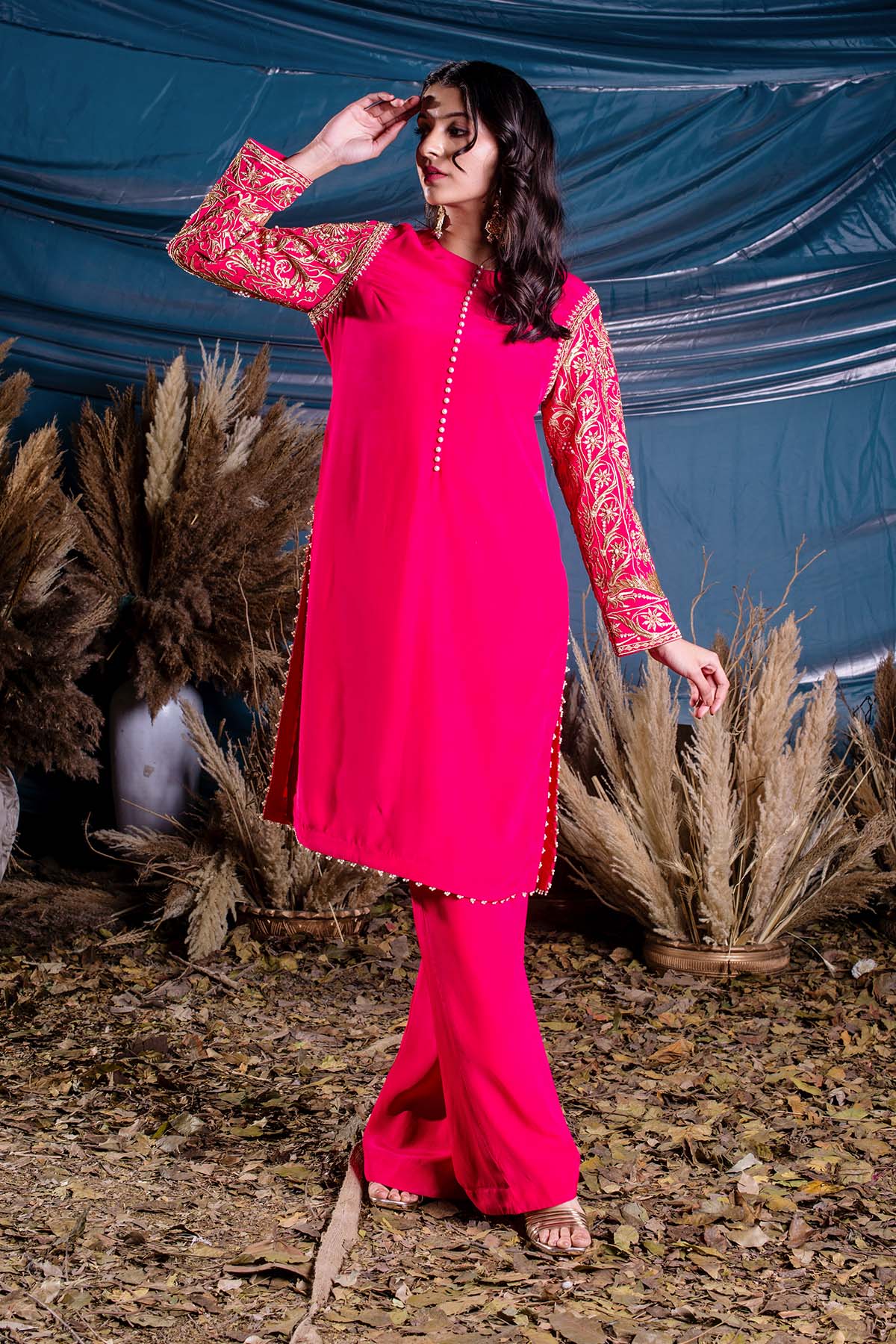 Magenta Long A-line Suit