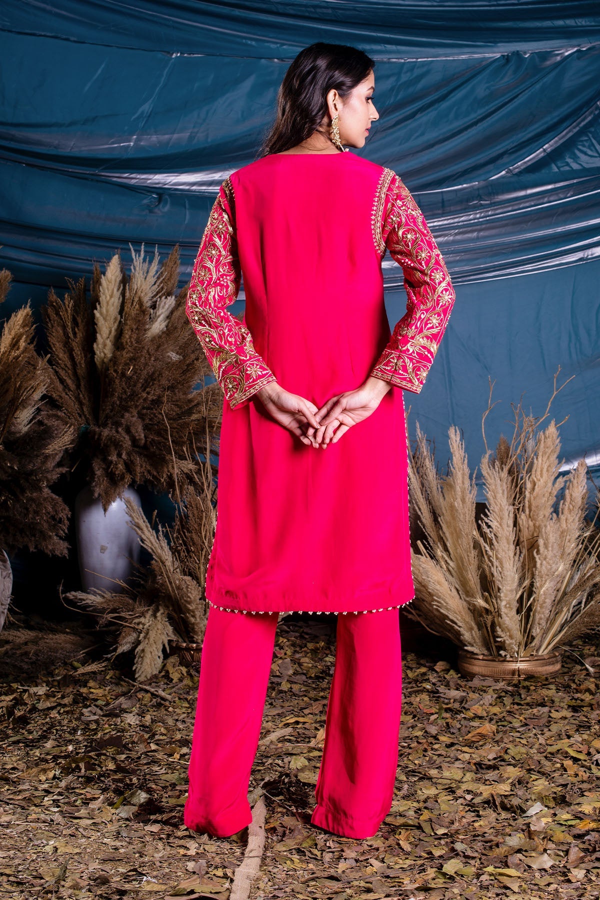 Magenta Long A-line Suit