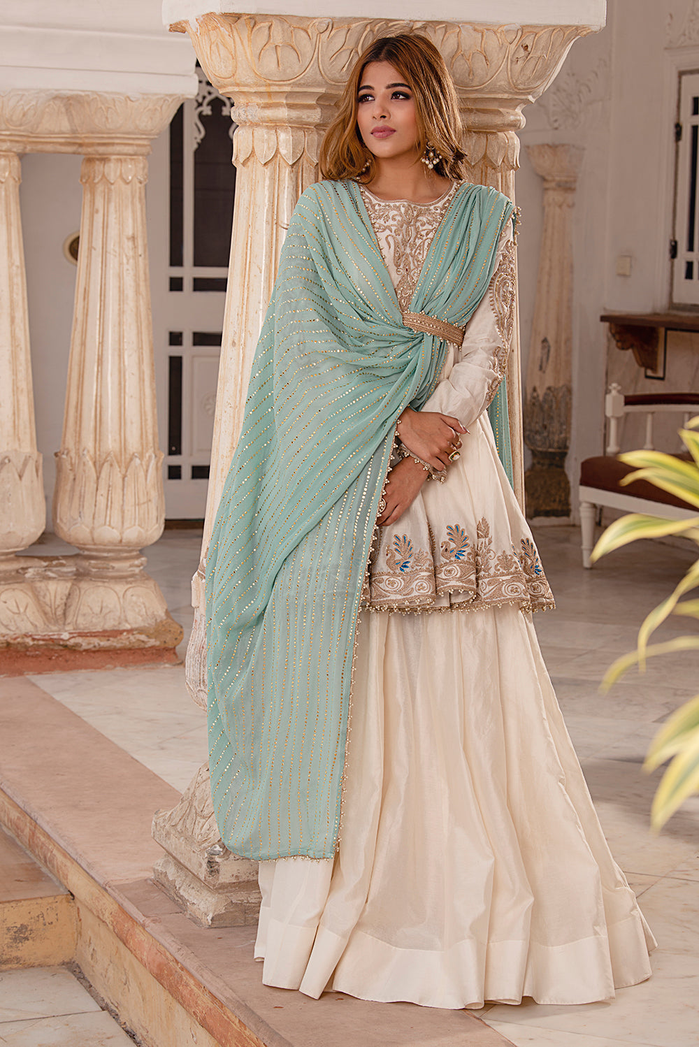 Ivory Chanderi Silk Sharara Set