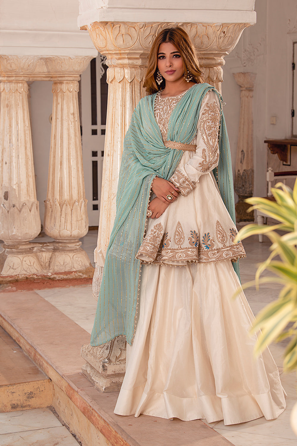 Ivory Chanderi Silk Sharara Set