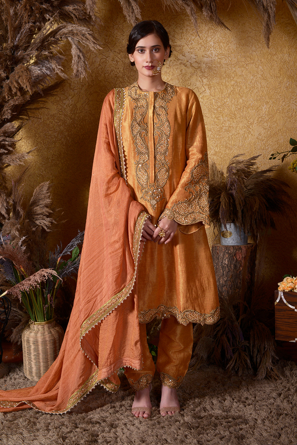 Deep Mustard Silk Kurta Set