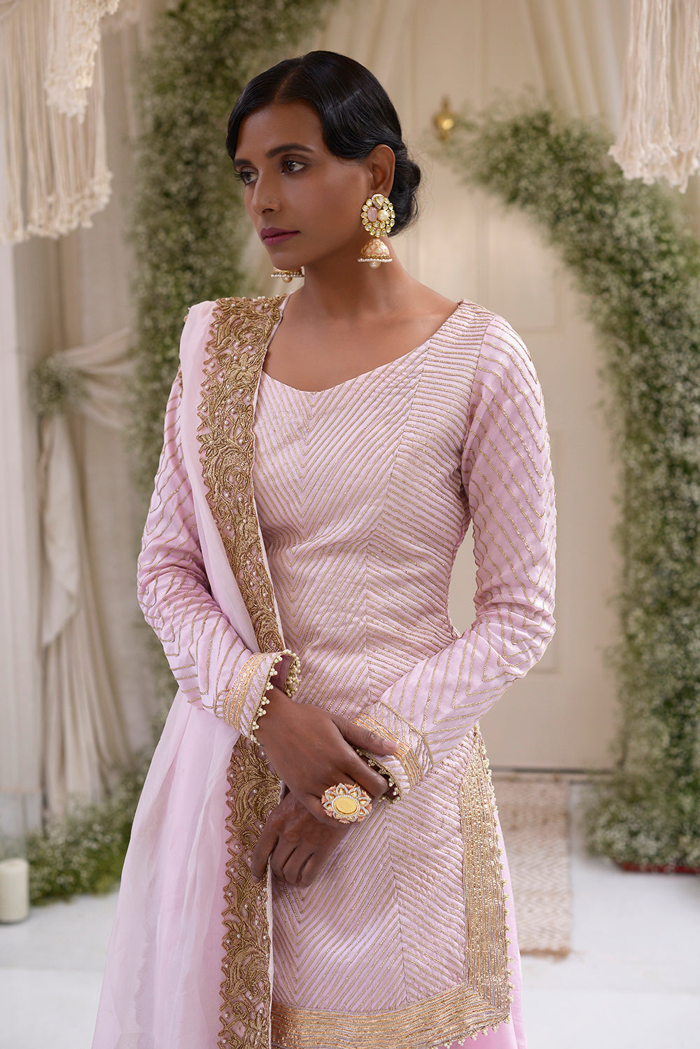 Blush Pink Fountain Sharara Set