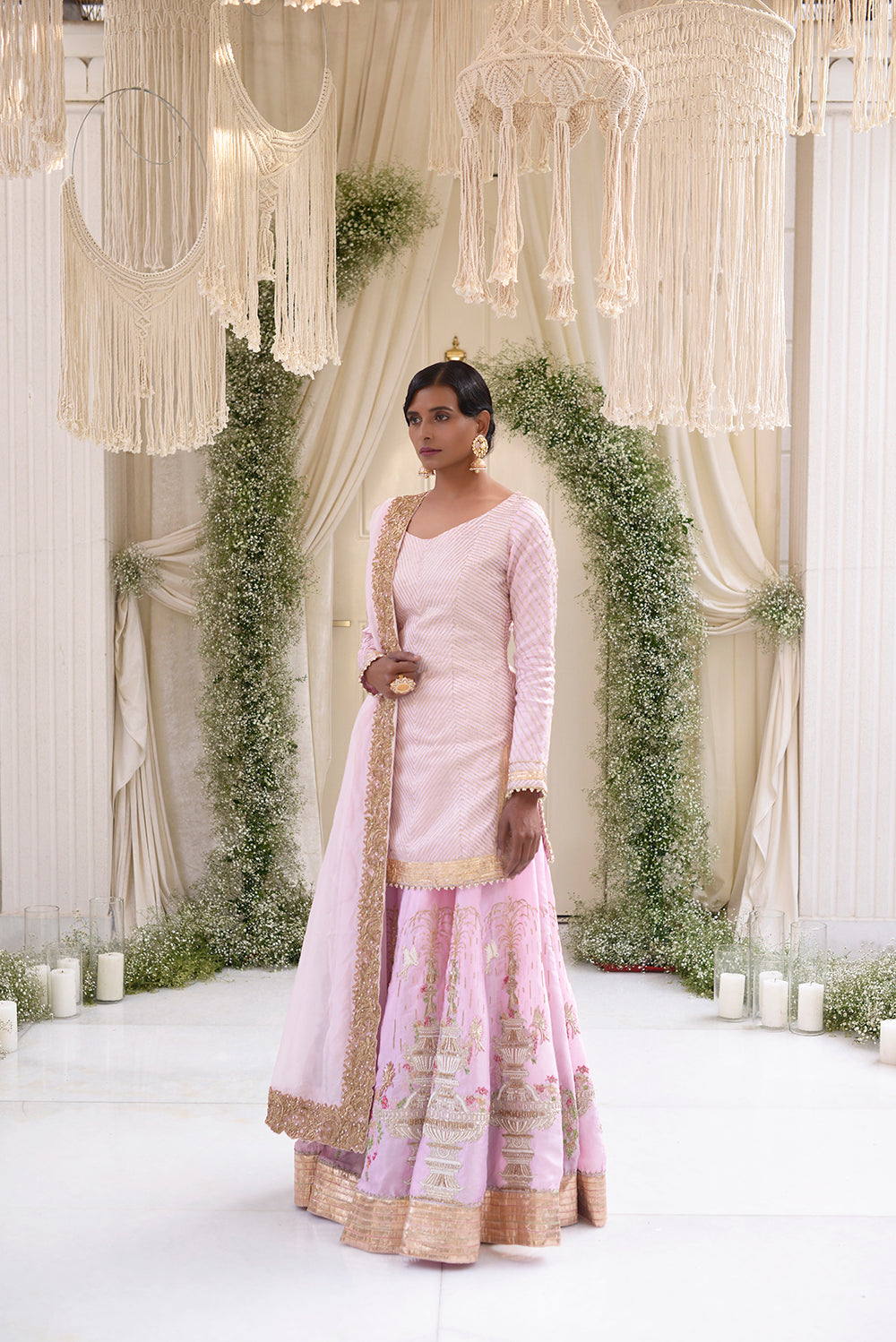 Blush Pink Fountain Sharara Set