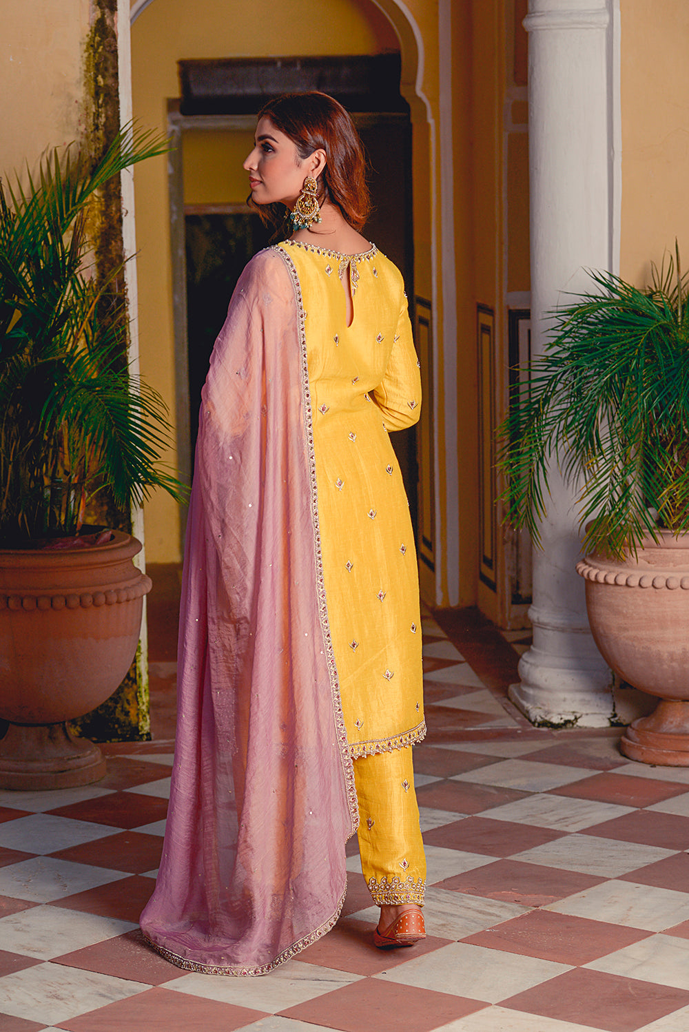 Our Yellow Kasab Silk Kurti Set