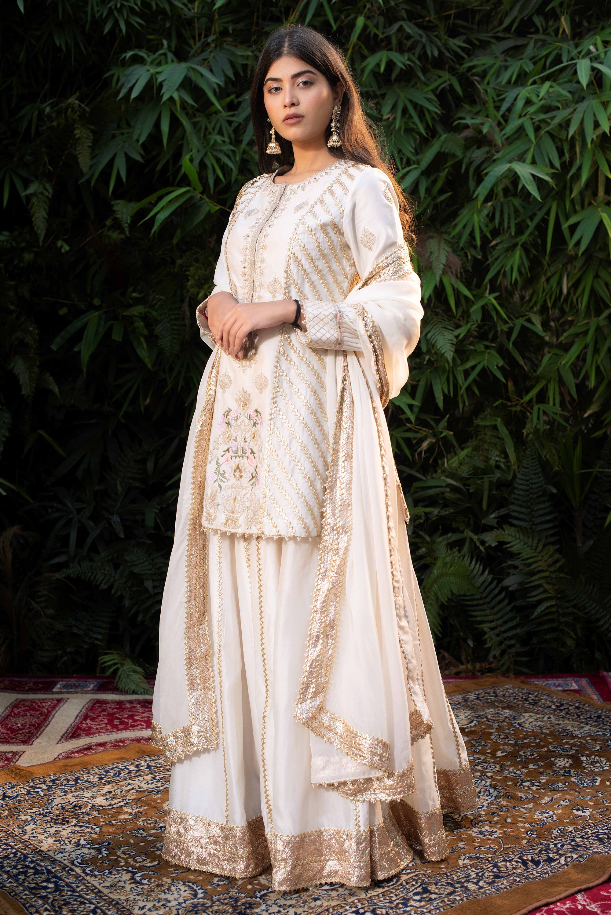 Ivory Chanderi Silk Sharara Set