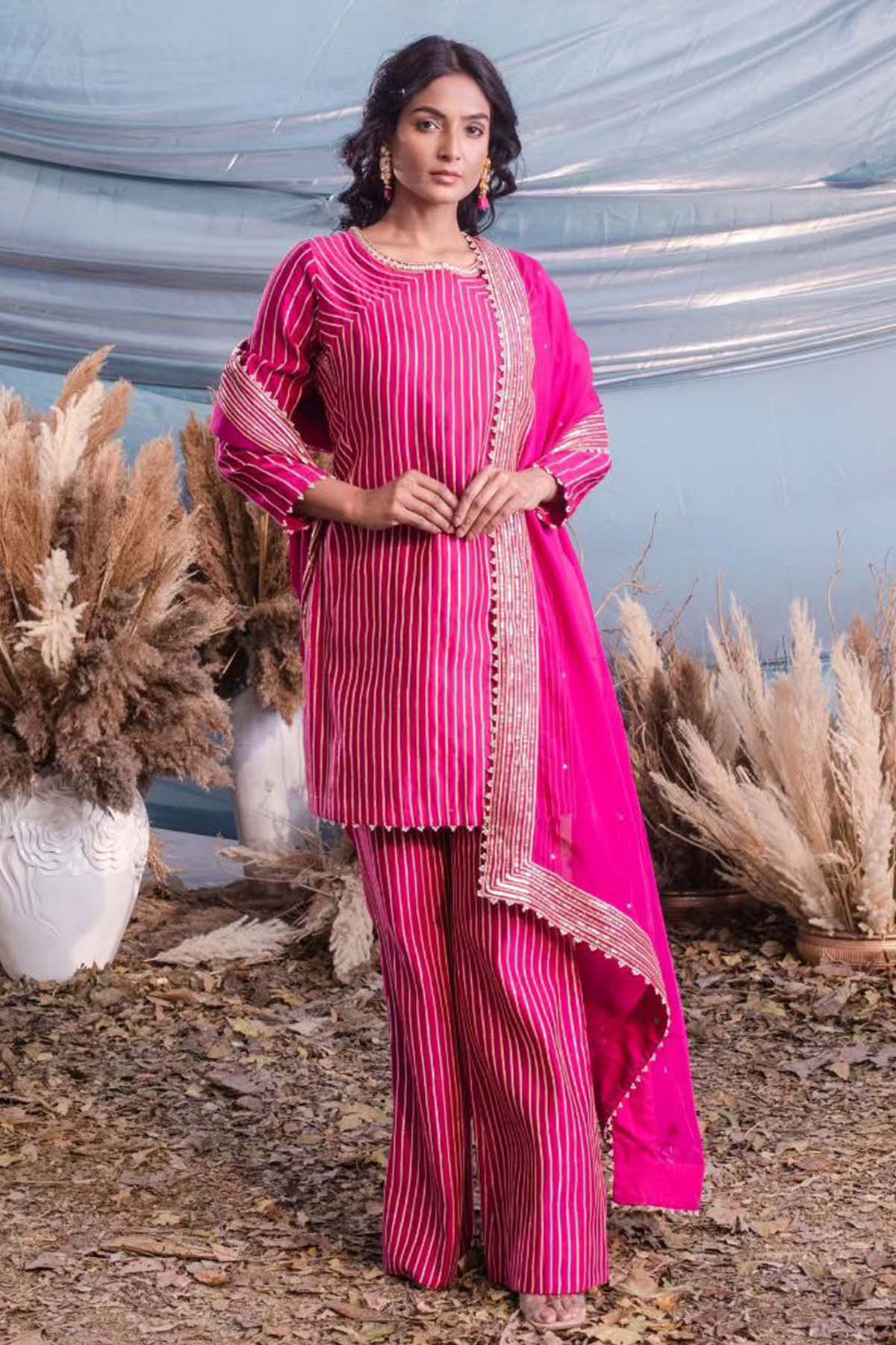 our fuchsia pink kurti and pants