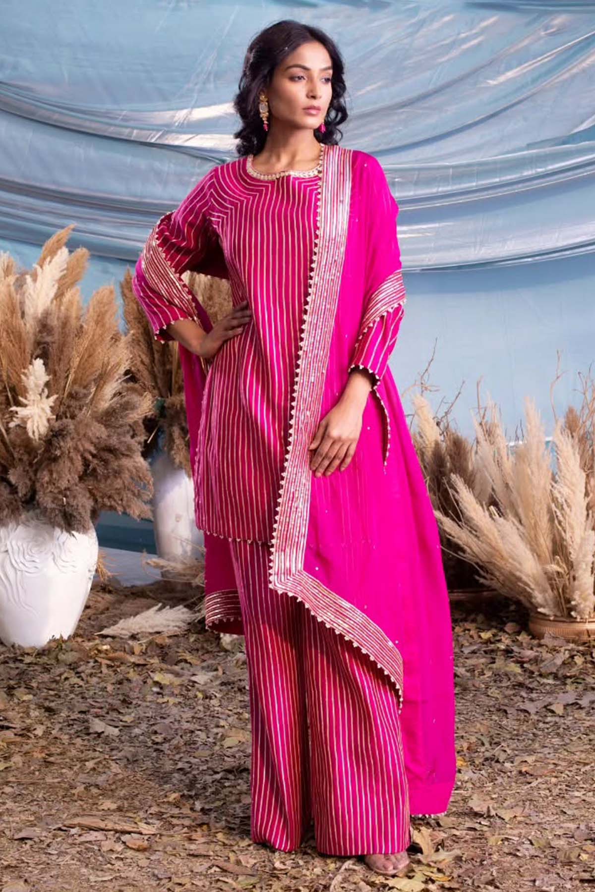 our fuchsia pink kurti and pants