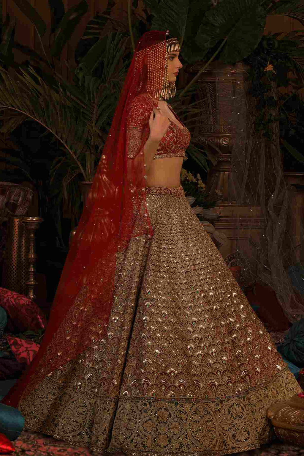 Maroon Tulle Lehenga